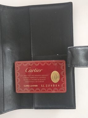 Authentic Cartier Black Leather Travel Wallet